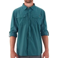 NRS Long Sleeve Guide Shirt - Men's (Spring 2022) -Western Mountaineering shop 10012 02 Atlantic Model FrontUp 081220 2000x2000 rsz 77649.1647975369.1280.1280 49260.1660175750