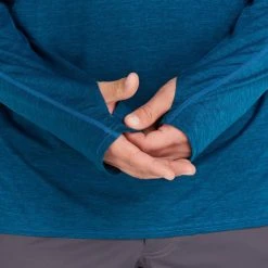 NRS Silkweight Long-Sleeve Shirt - Men's -Western Mountaineering shop 10114 05 Poseidon Model Detail 121421 2000x2000 rsz 46606.1654628775