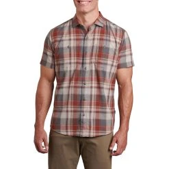 KUHL Styk Short Sleeve - Men's (Spring 2022) -Western Mountaineering shop 7383 styk Campfire Red front rsz 84954.1658338080