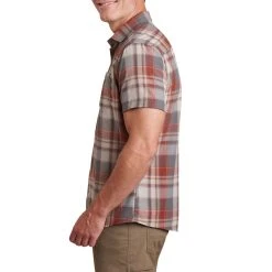 KUHL Styk Short Sleeve - Men's (Spring 2022) -Western Mountaineering shop 7383 styk Campfire Red side rsz 12125.1658338118