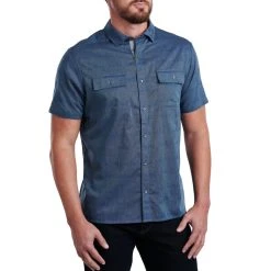 KUHL Thrive Short Sleeve - Men's -Western Mountaineering shop 7462 thrive ss blue cove front pdp photo rsz 27019.1677020085