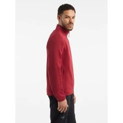 Arc'teryx Covert Cardigan - Men's (Fall 2022) -Western Mountaineering shop Covert Cardigan Bordeaux Heather Side View Right rsz 12130.1671052278.1280.1280 11848.1675356208