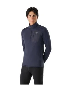 Arc'teryx Rho Heavyweight Zip Neck - Men's -Western Mountaineering shop Rho Heavyweight Zip Neck Black Sapphire Front View 01362.1675201748